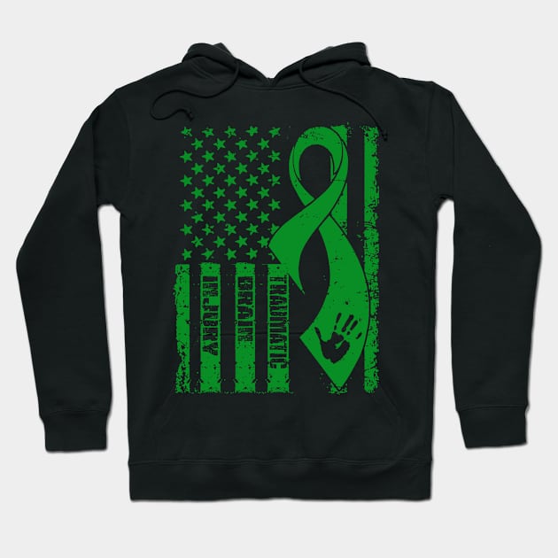 Traumatic Brain Injury Awareness Flag Ribbon Hoodie by KHANH HUYEN